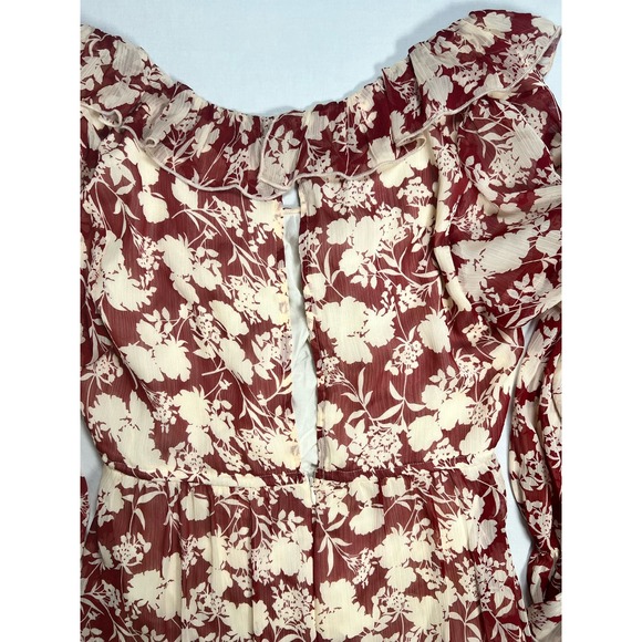 By Together Dress Burgundy Floral Flowy Large Mini - Picture 8 of 16